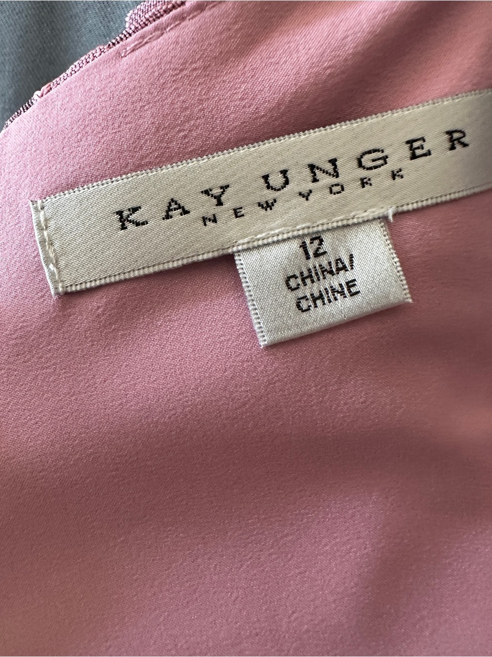 Kay Unger Mauve Pink Rose Jacquard V-Neck Maxi Gown, sz 12, new - Picture 13 of 13